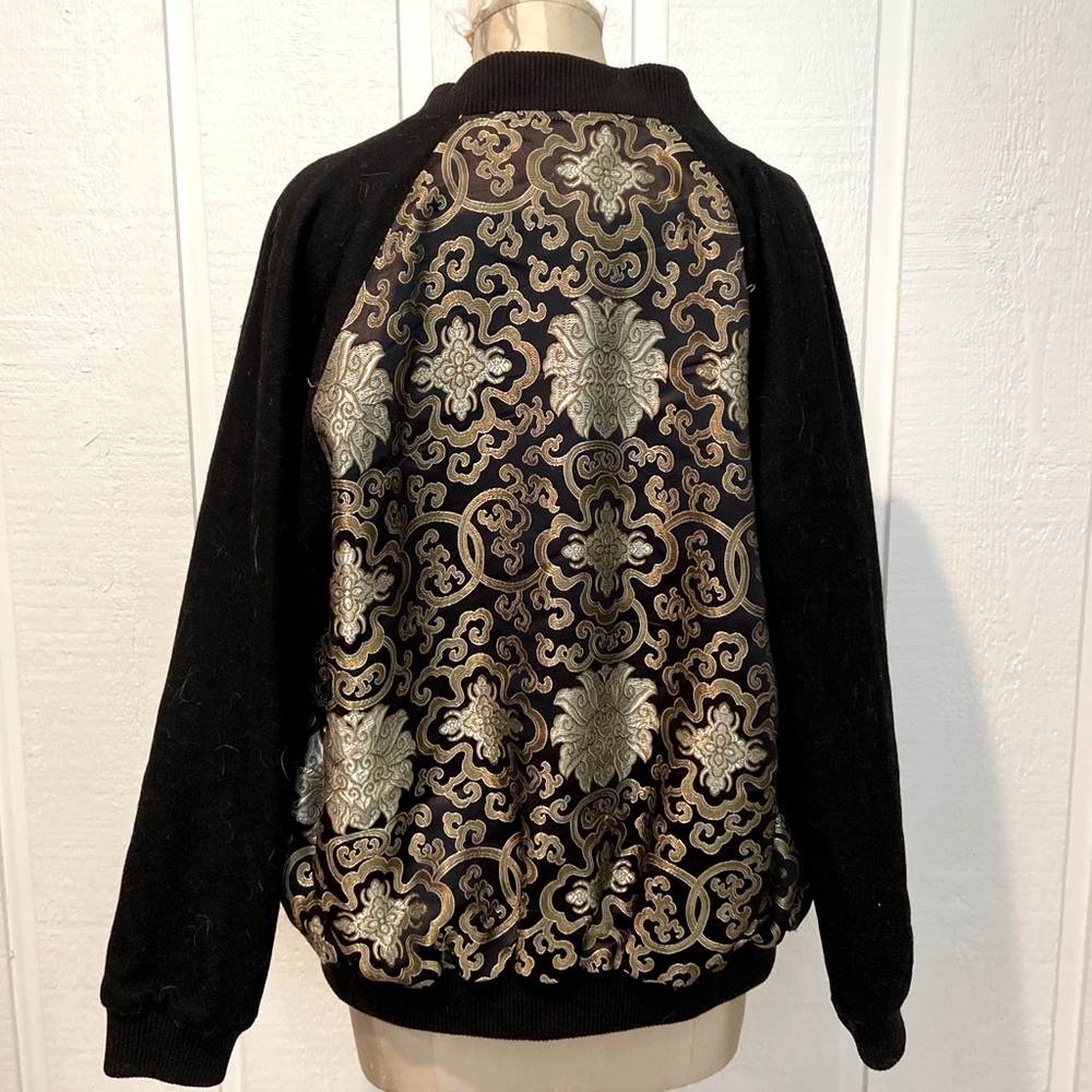 Pink Stitch Brocade Baroque Bomber Jacket